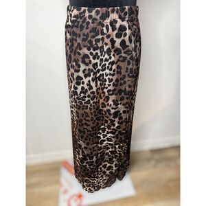 Y2K 90s Womens Sheer sexy party Leopard Print Maxi Skirt Stretch‎ Waistband